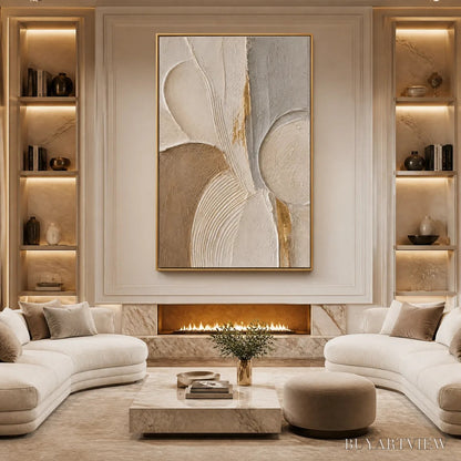 BUYARTVIEW Sculpted Quiet – Neutral Sculpted Relief Abstract - image 2
