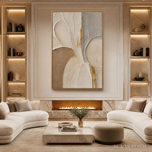 BUYARTVIEW Sculpted Quiet – Neutral Sculpted Relief Abstract - image 2