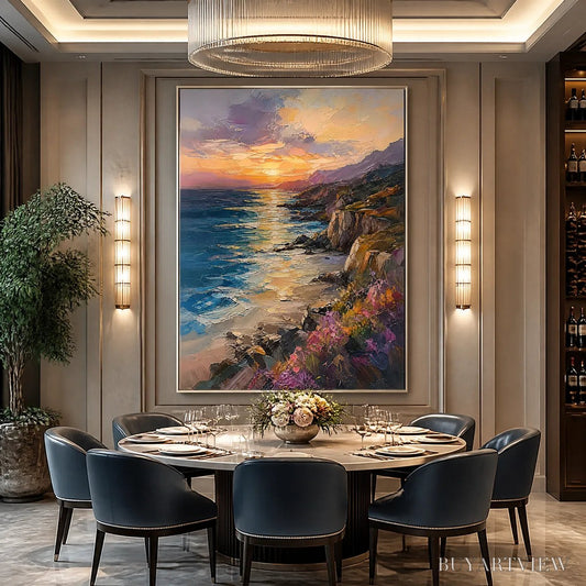 BUYARTVIEW Sunset Cliffs – Sunset Coastal Cliffs Painting - image 2