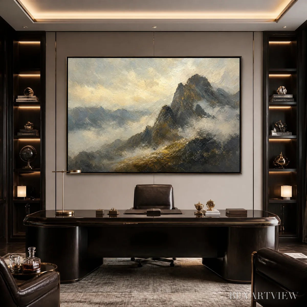 BUYARTVIEW Silver Ridge – Moody Mountain Landscape Painting - image 2