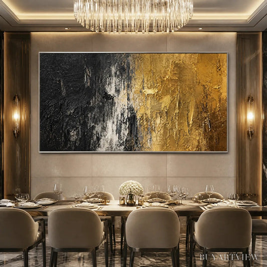 BUYARTVIEW Gilded Night – Black Gold Texture Abstract - image 2