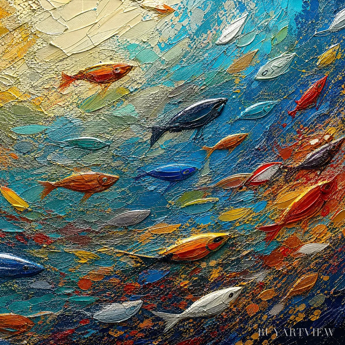 BUYARTVIEW Deep Tide – Deep Blue Abstract Ocean Painting - image 3