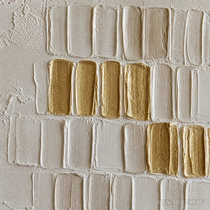 BUYARTVIEW Ivory Halo – White Gold Relief Texture Abstract - image 3