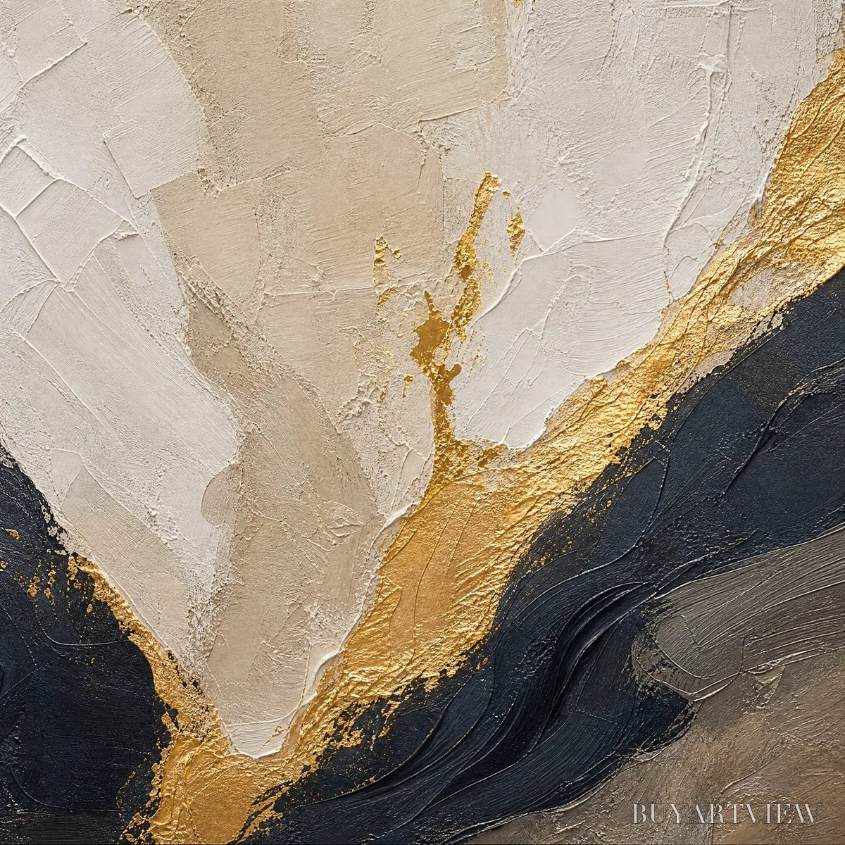 BUYARTVIEW Twin Ember – Black Gold Diptych Abstract Set - image 3