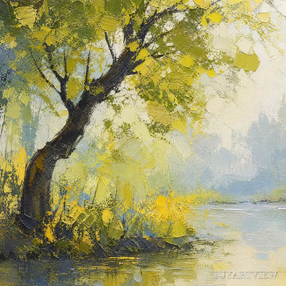 BUYARTVIEW Green Haven – Green Forest Lake Painting - image 3