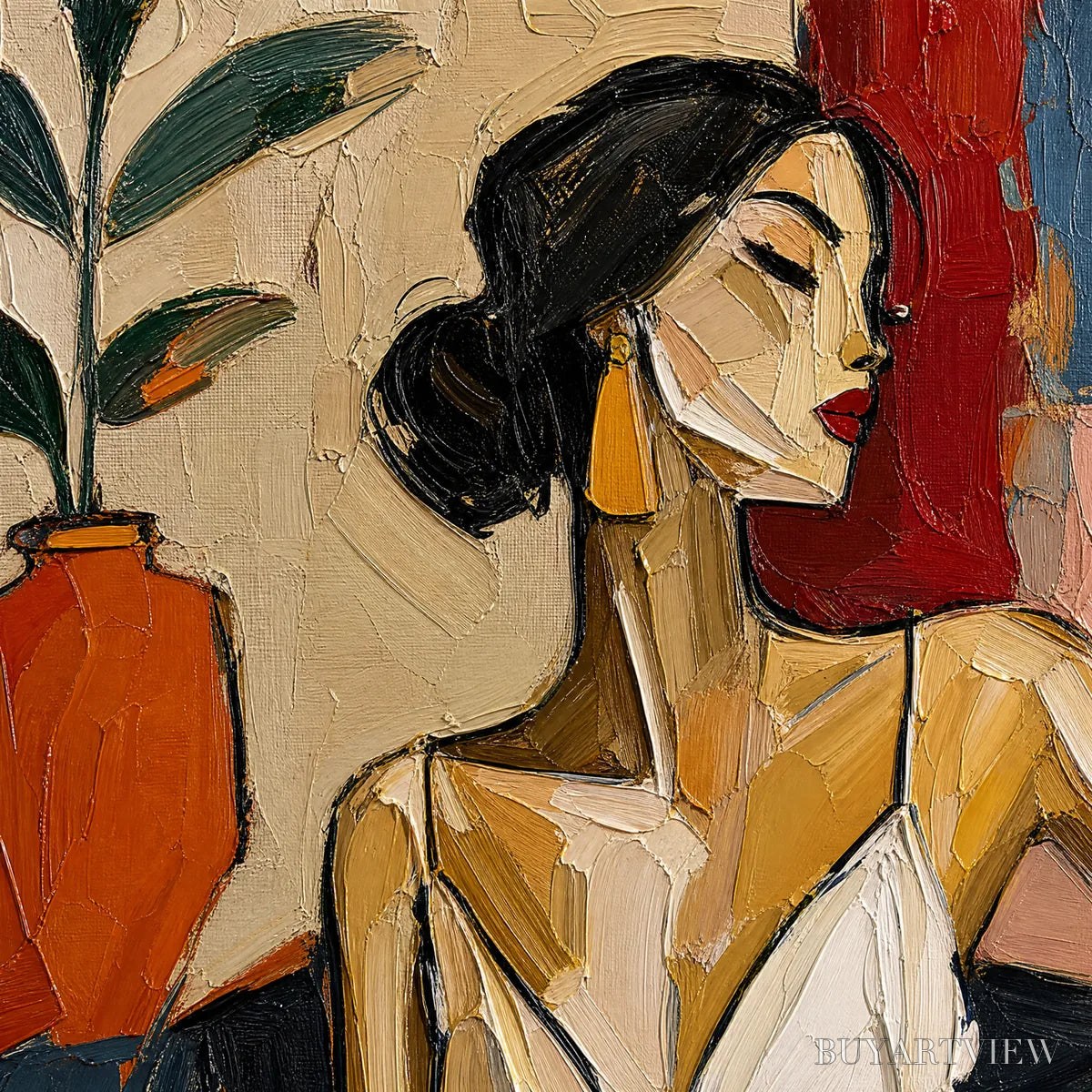 BUYARTVIEW Elegant Flame – Elegant Woman Figurative Painting - image 3