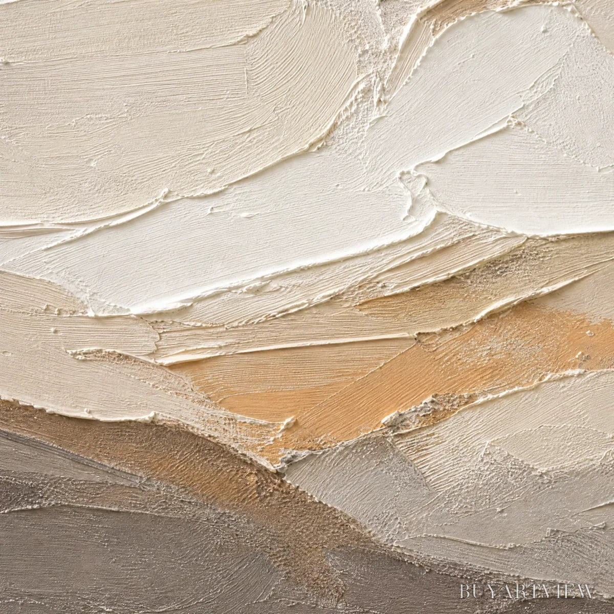BUYARTVIEW Pale Ridge – Beige White Mountain Abstract - image 3