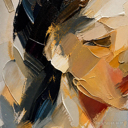 BUYARTVIEW Quiet Gaze – Textured Female Portrait Painting - image 3