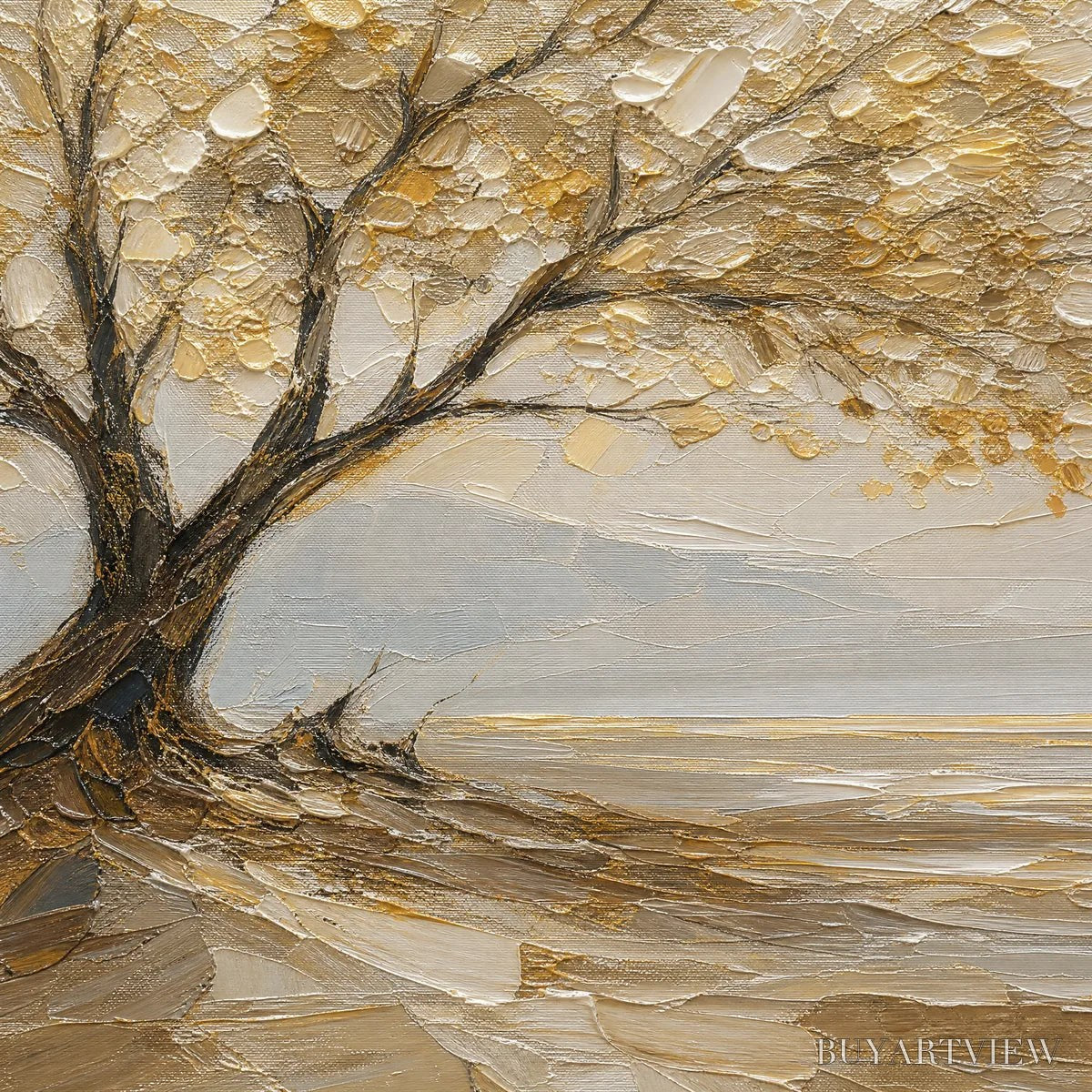 BUYARTVIEW Solitary Sand Tree – Beige Lone Tree Landscape - image 3