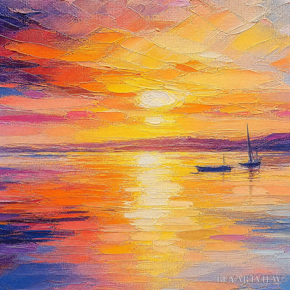 BUYARTVIEW Violet Sunset – Sunset Ocean Seascape Painting - image 3