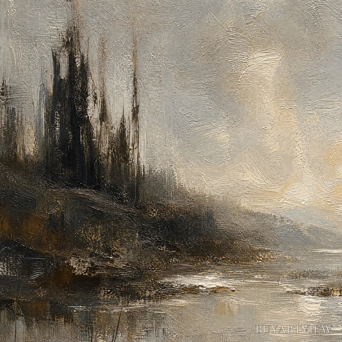 BUYARTVIEW Tarnished Lake – Moody Lake Landscape Painting - image 3