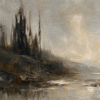 BUYARTVIEW Tarnished Lake – Moody Lake Landscape Painting - image 3
