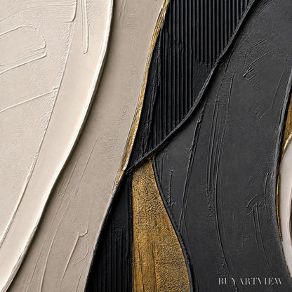 BUYARTVIEW Golden Balance – Black Gold Geometric Abstract - image 3