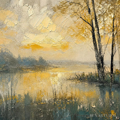 BUYARTVIEW Golden Birch Lake – Golden Lake Birch Landscape - image 3