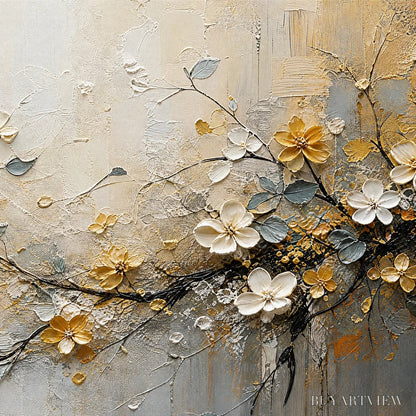 BUYARTVIEW Golden Branch – Soft Gold Floral Branch Art - image 3