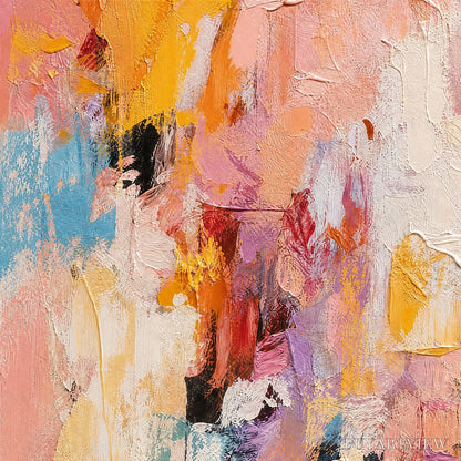 BUYARTVIEW Blushing Dawn – Vertical Textured Abstract Oil Painting in Pink - image 3