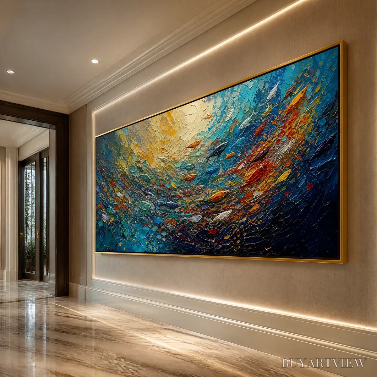 BUYARTVIEW Deep Tide – Deep Blue Abstract Ocean Painting - image 4
