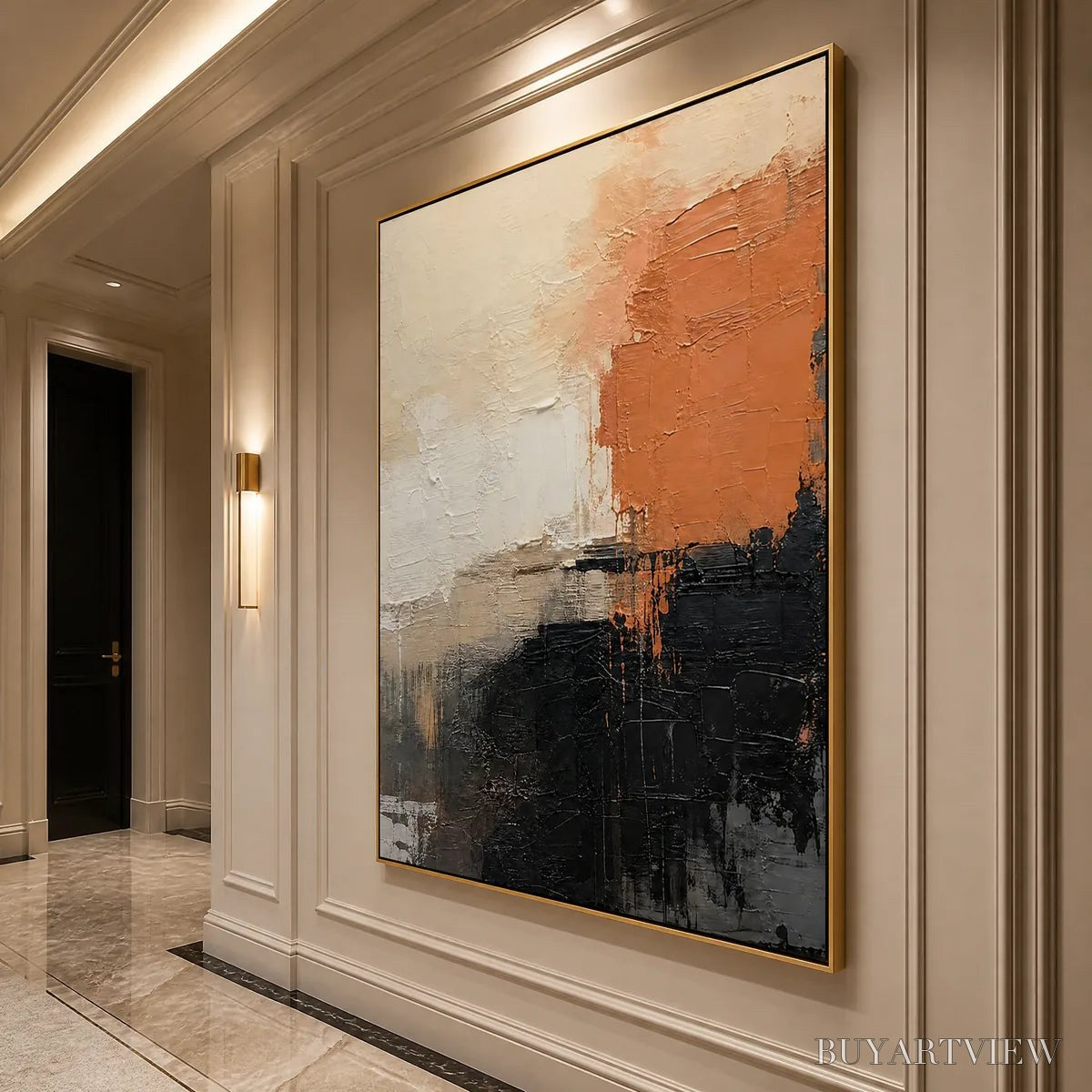 BUYARTVIEW Coral Shadow – Coral Black Neutral Abstract - image 4