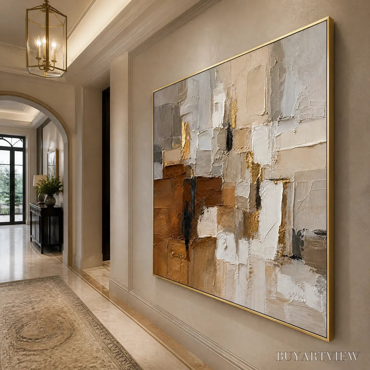 BUYARTVIEW Soft Cubes – Neutral Cubist Abstract Oil Painting - image 4