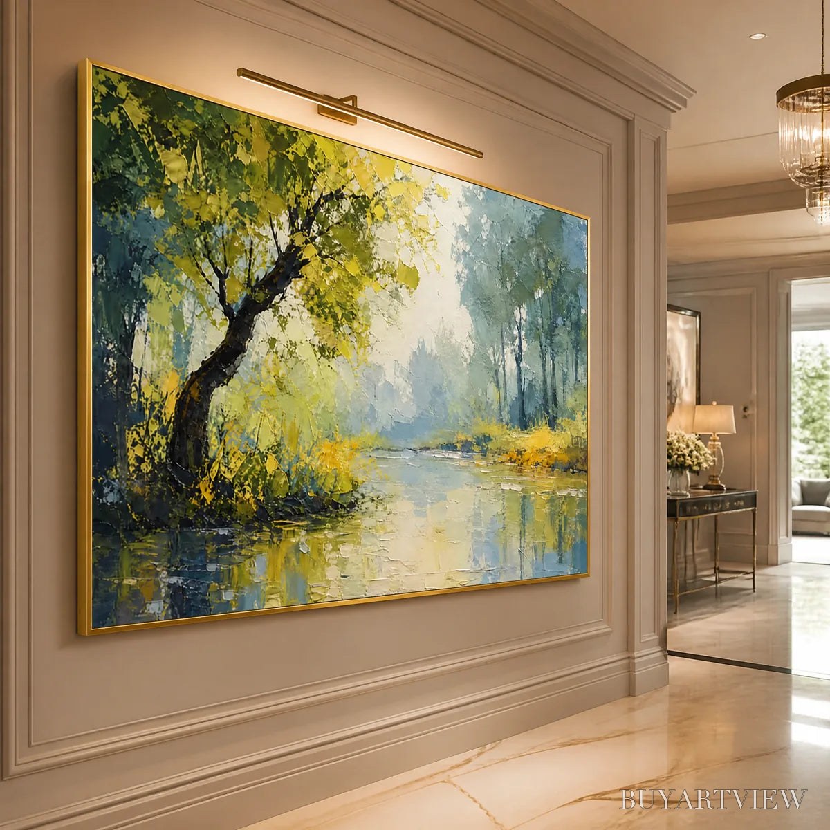 BUYARTVIEW Green Haven – Green Forest Lake Painting - image 4