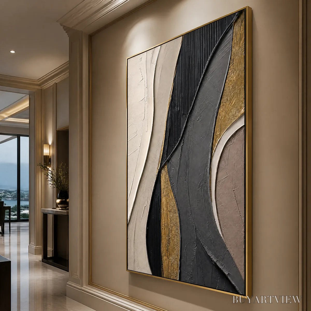 BUYARTVIEW Golden Balance – Black Gold Geometric Abstract - image 4
