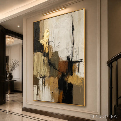 BUYARTVIEW Gold Thread – Black Gold Linear Abstract - image 4