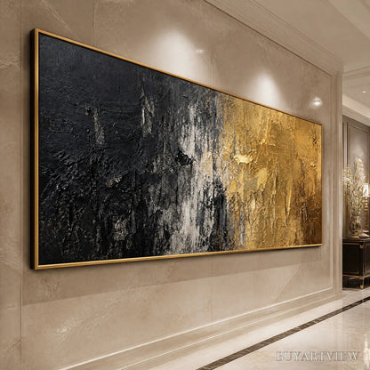 BUYARTVIEW Gilded Night – Black Gold Texture Abstract - image 4