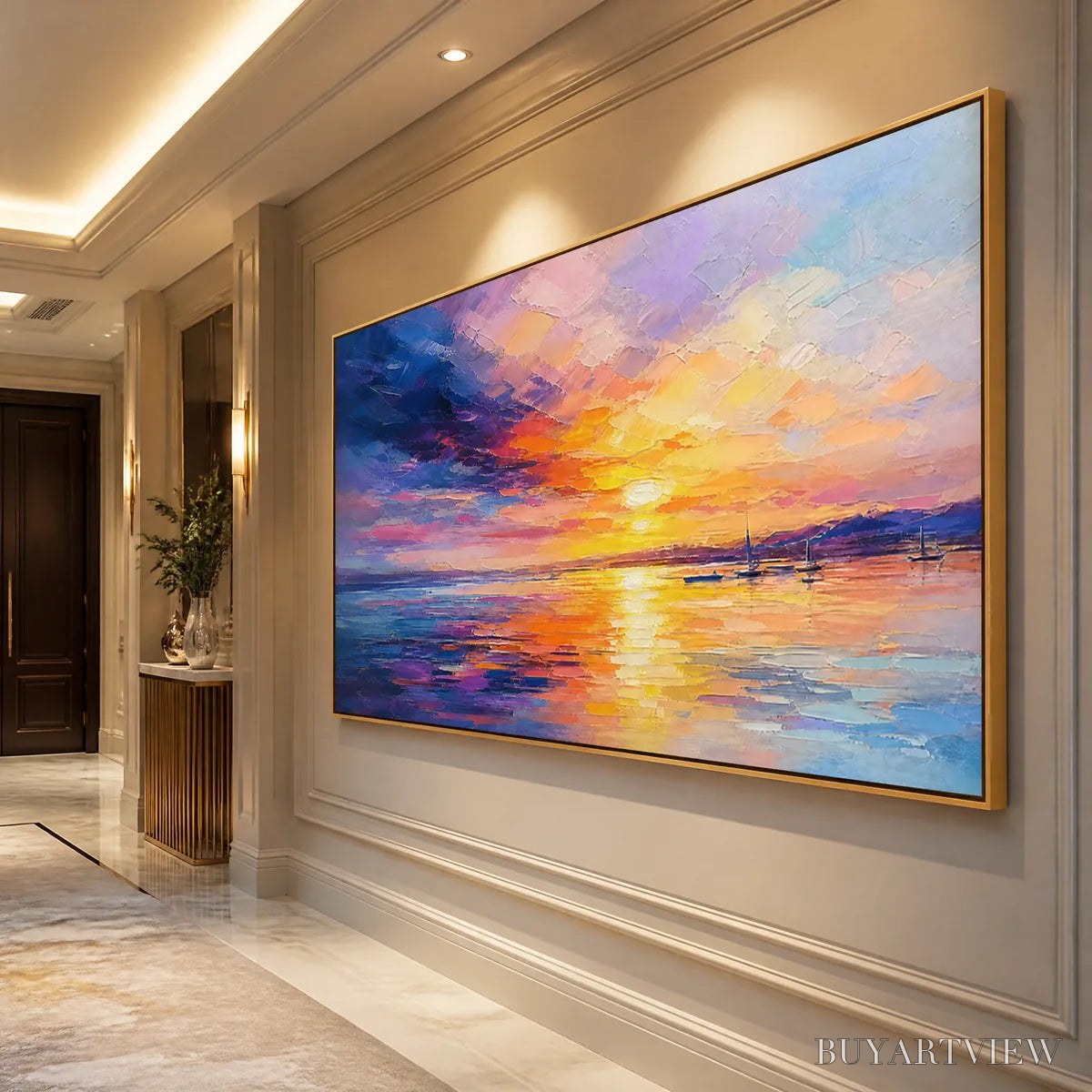 BUYARTVIEW Violet Sunset – Sunset Ocean Seascape Painting - image 4