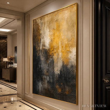 BUYARTVIEW Dark Ember Rise – Dark Gold Vertical Abstract - image 4