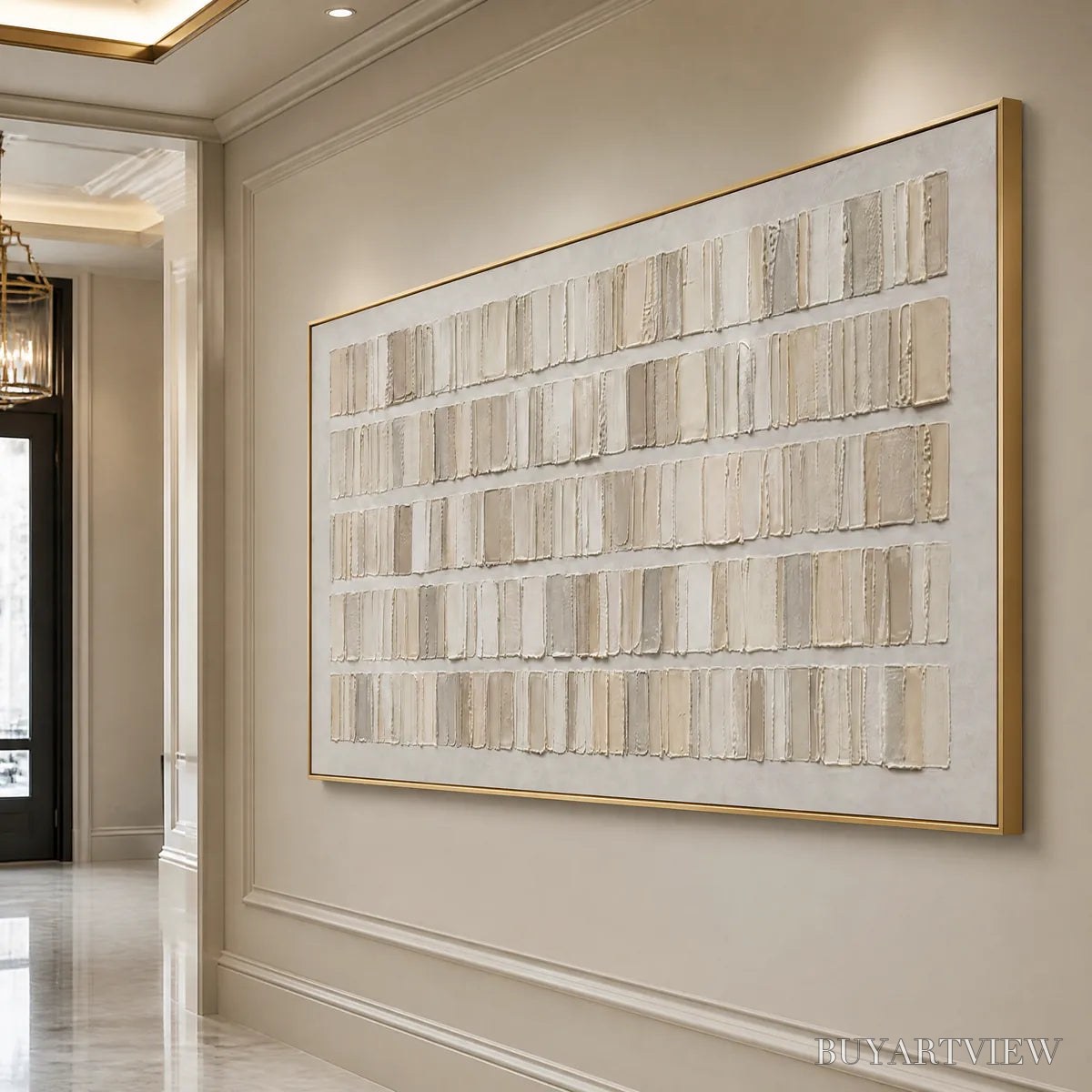 BUYARTVIEW White Current – White Horizontal Texture - image 4