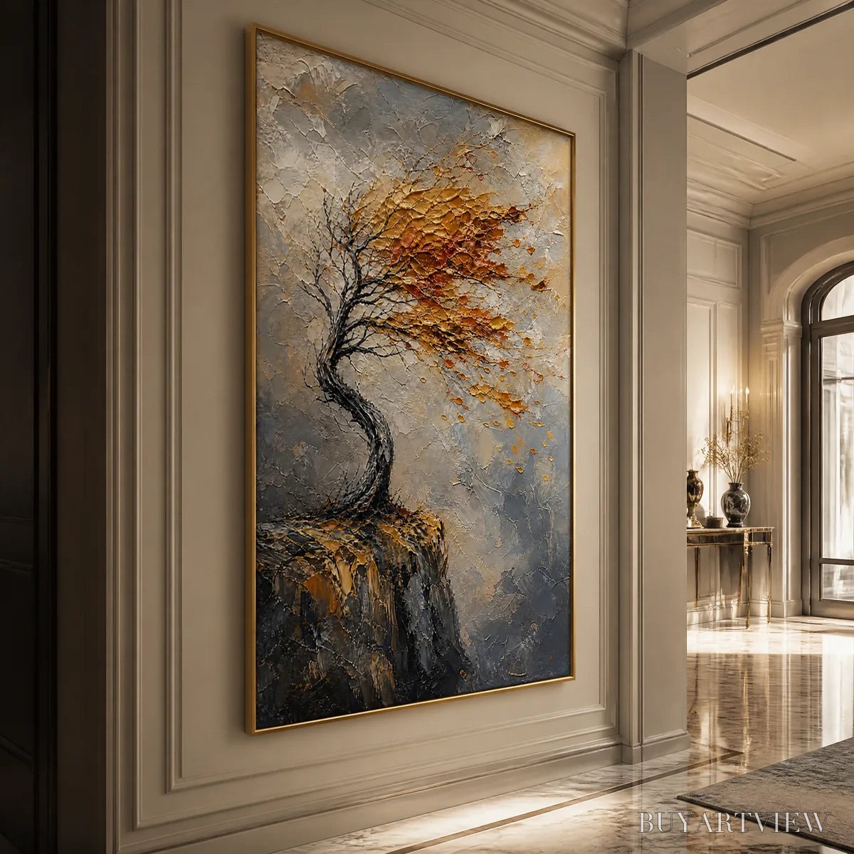 BUYARTVIEW Windfall Tree – Windswept Autumn Tree Painting - image 4