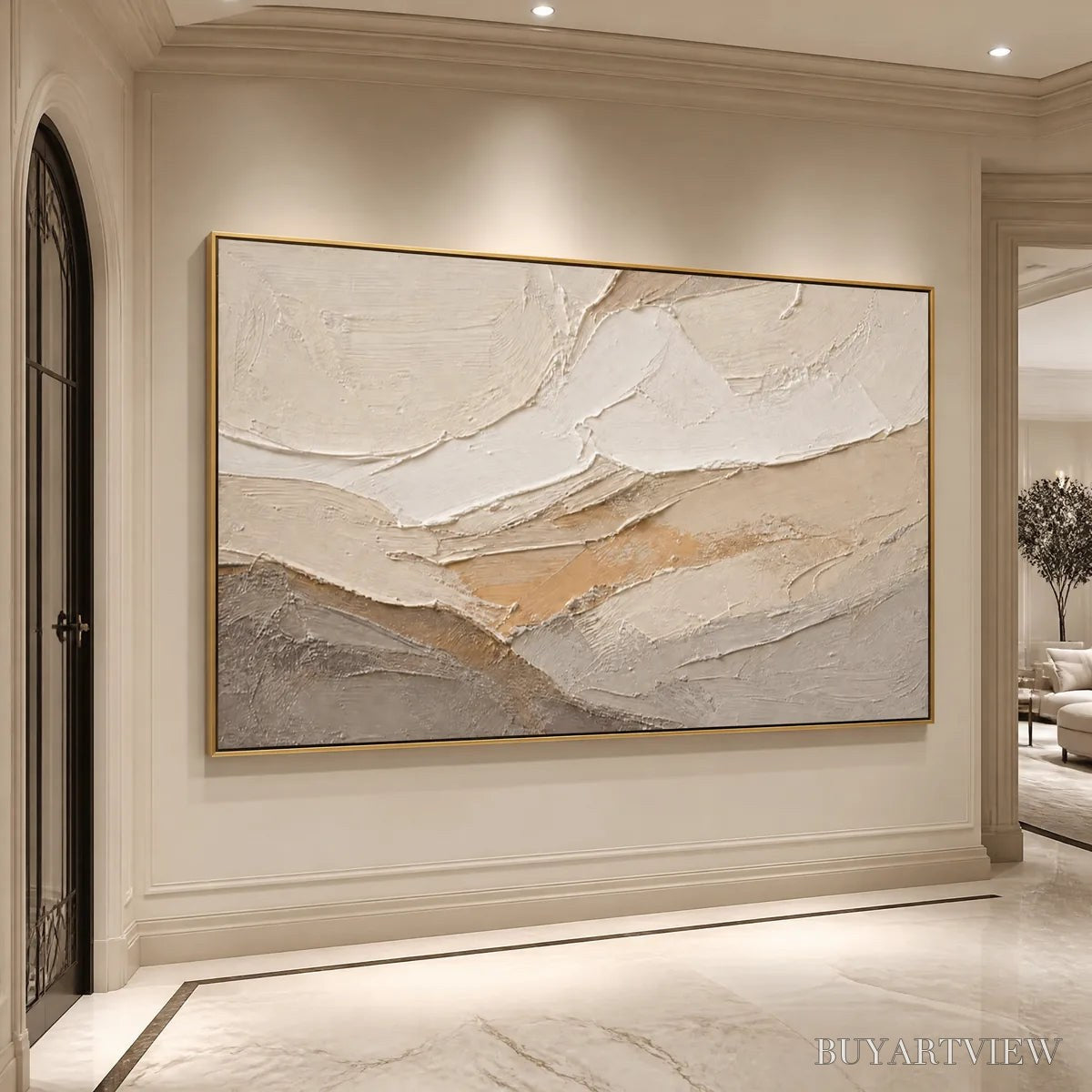 BUYARTVIEW Pale Ridge – Beige White Mountain Abstract - image 4
