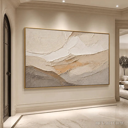BUYARTVIEW Pale Ridge – Beige White Mountain Abstract - image 4