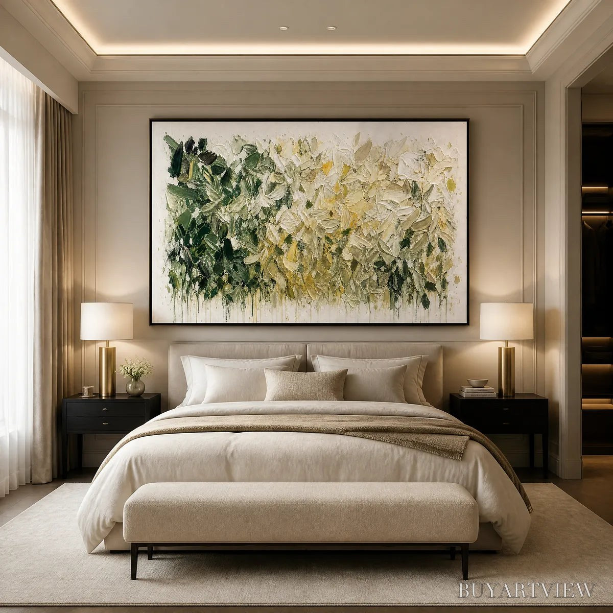 BUYARTVIEW White Herbarium – White Botanical Abstract Painting - image 4