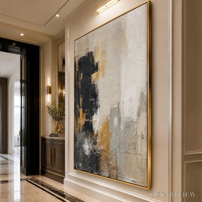 BUYARTVIEW Gilded Contrast – Black White Gold Abstract Painting - image 4