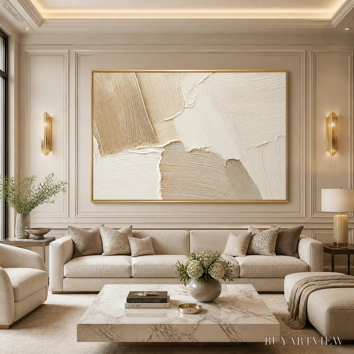 BUYARTVIEW Cream Terrain – Cream Beige Texture Abstract - image 5