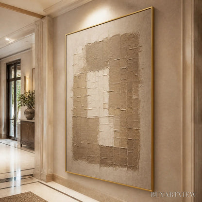 BUYARTVIEW Carved Sand – Beige Relief Texture Vertical Painting - image 5