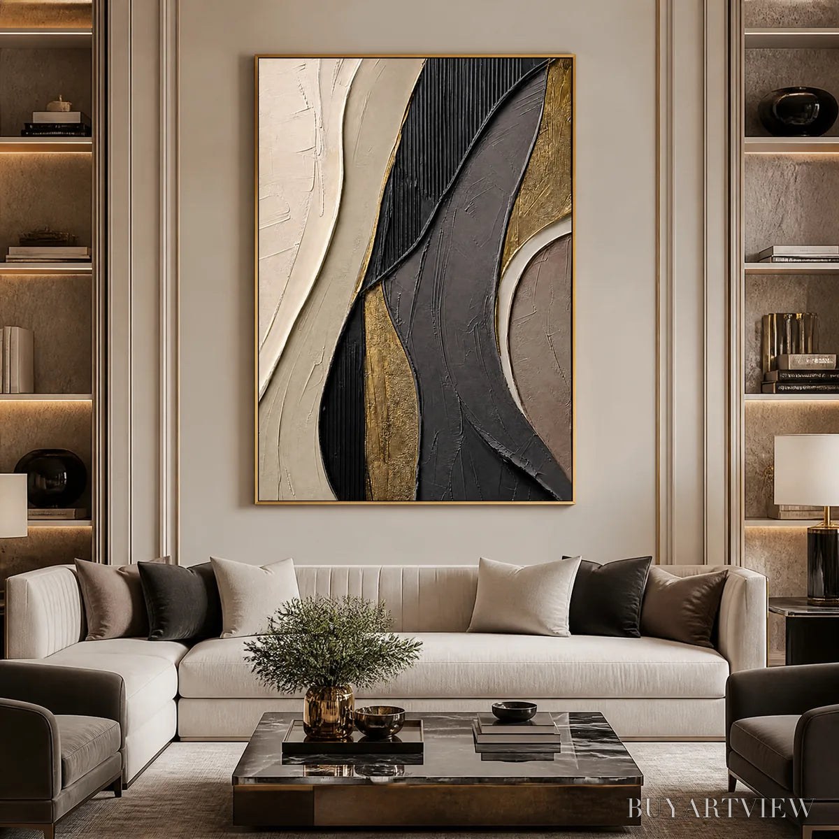 BUYARTVIEW Golden Balance – Black Gold Geometric Abstract - image 5