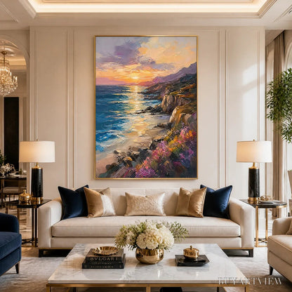 BUYARTVIEW Sunset Cliffs – Sunset Coastal Cliffs Painting - image 5