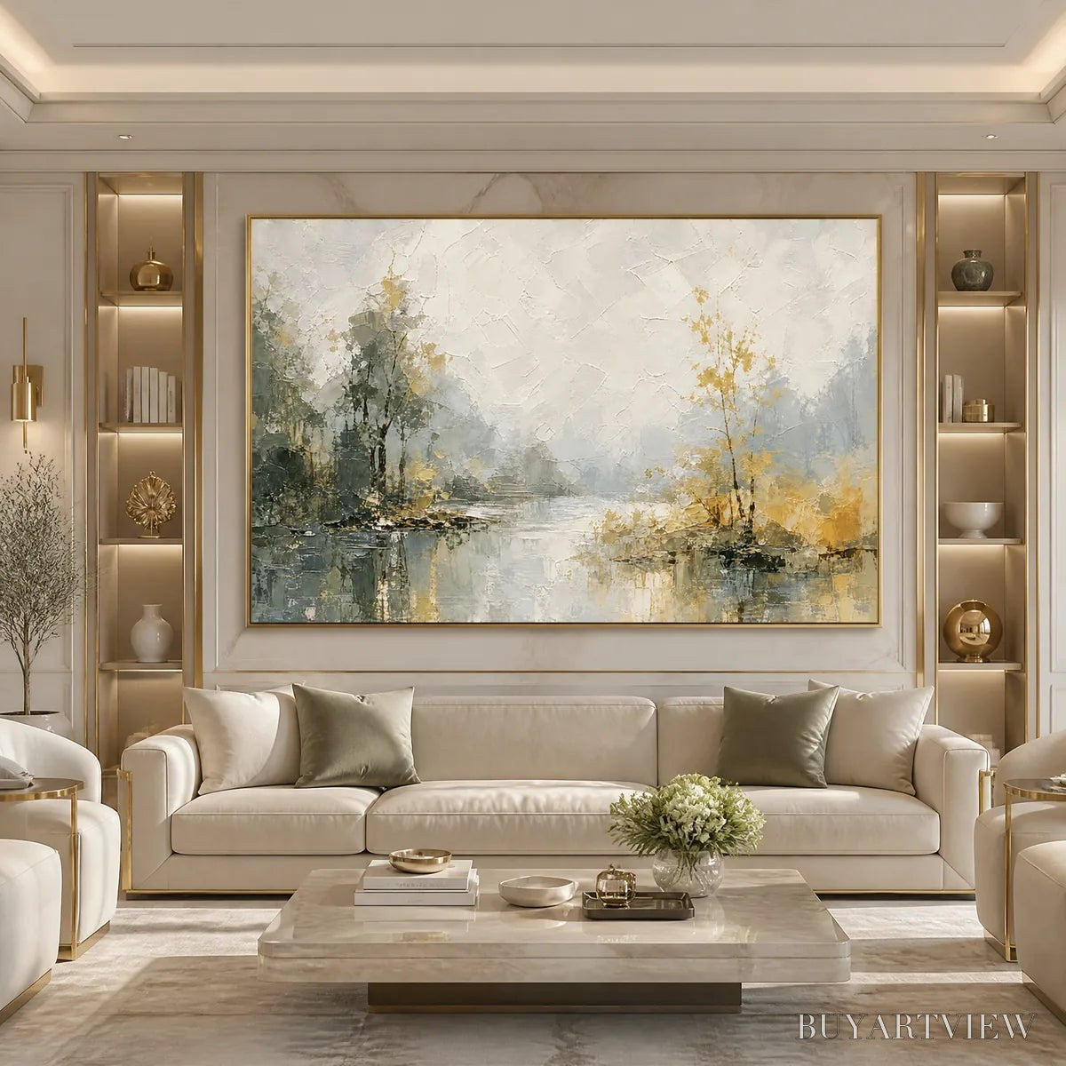 BUYARTVIEW Forest Veil – Misty Forest Lake Painting - image 5