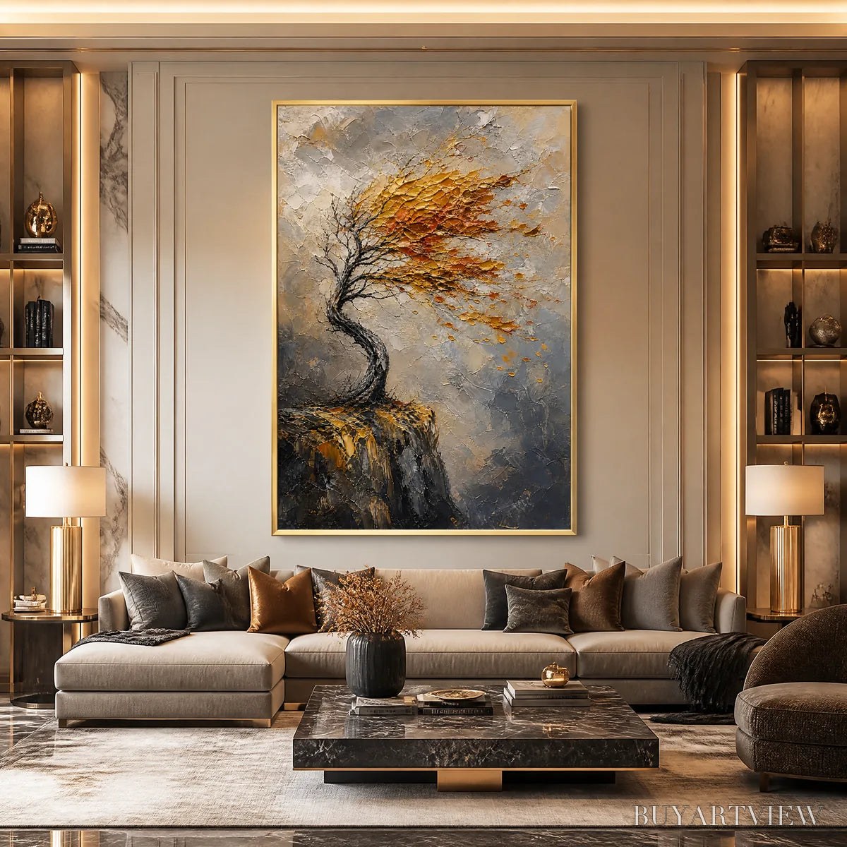 BUYARTVIEW Windfall Tree – Windswept Autumn Tree Painting - image 5