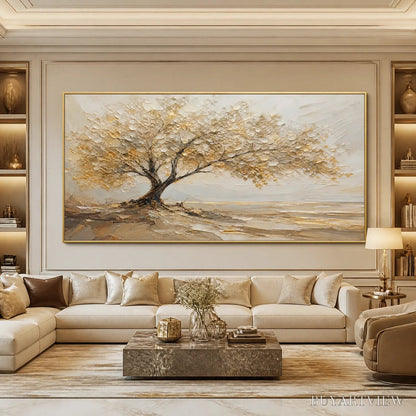 BUYARTVIEW Solitary Sand Tree – Beige Lone Tree Landscape - image 5