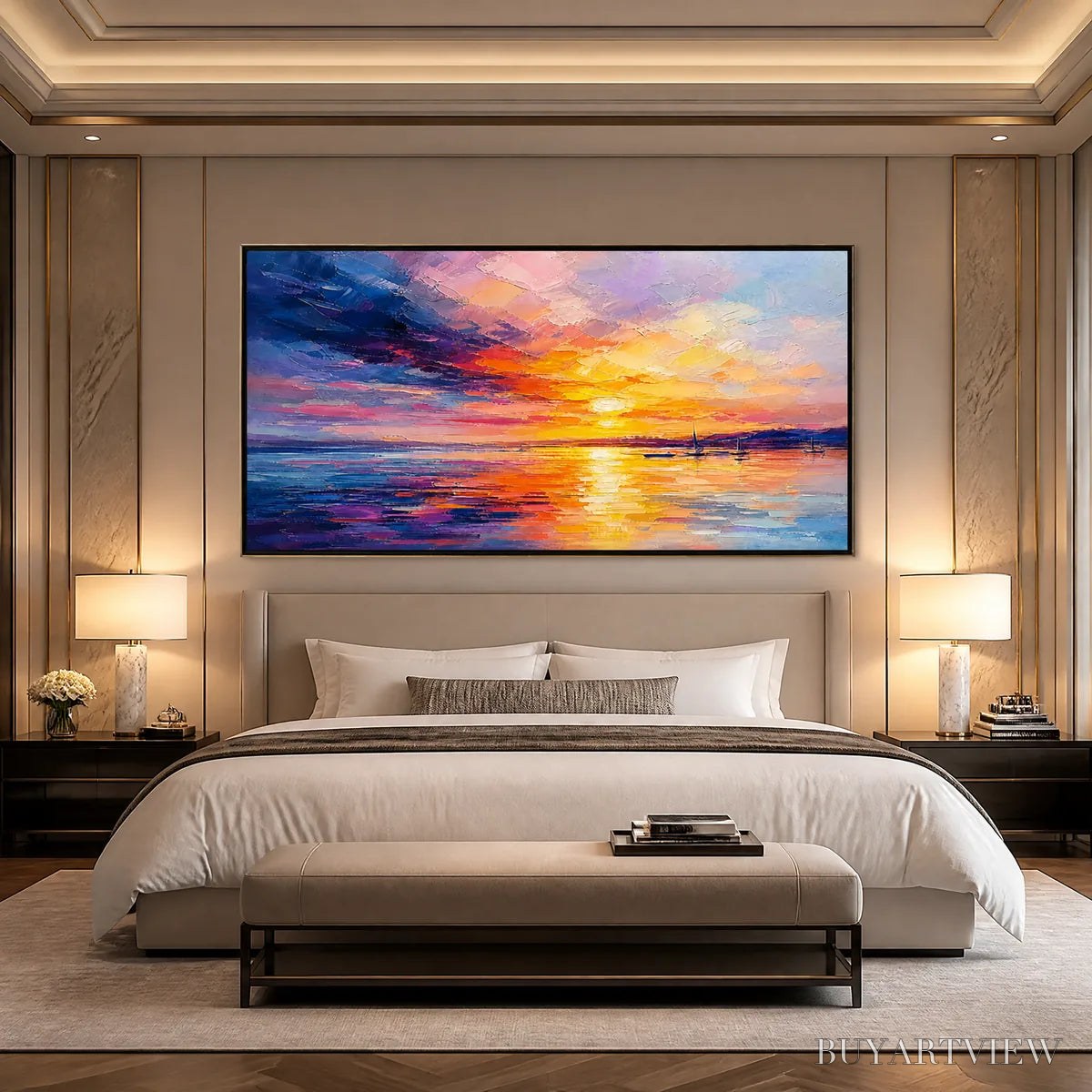 BUYARTVIEW Violet Sunset – Sunset Ocean Seascape Painting - image 5