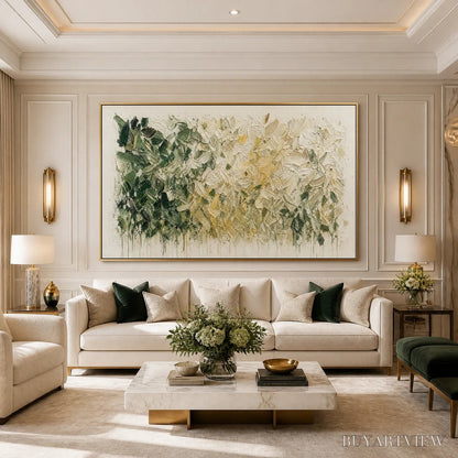 BUYARTVIEW White Herbarium – White Botanical Abstract Painting - image 5