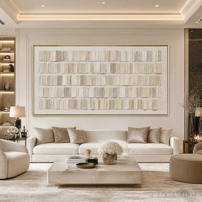 BUYARTVIEW White Current – White Horizontal Texture - image 5