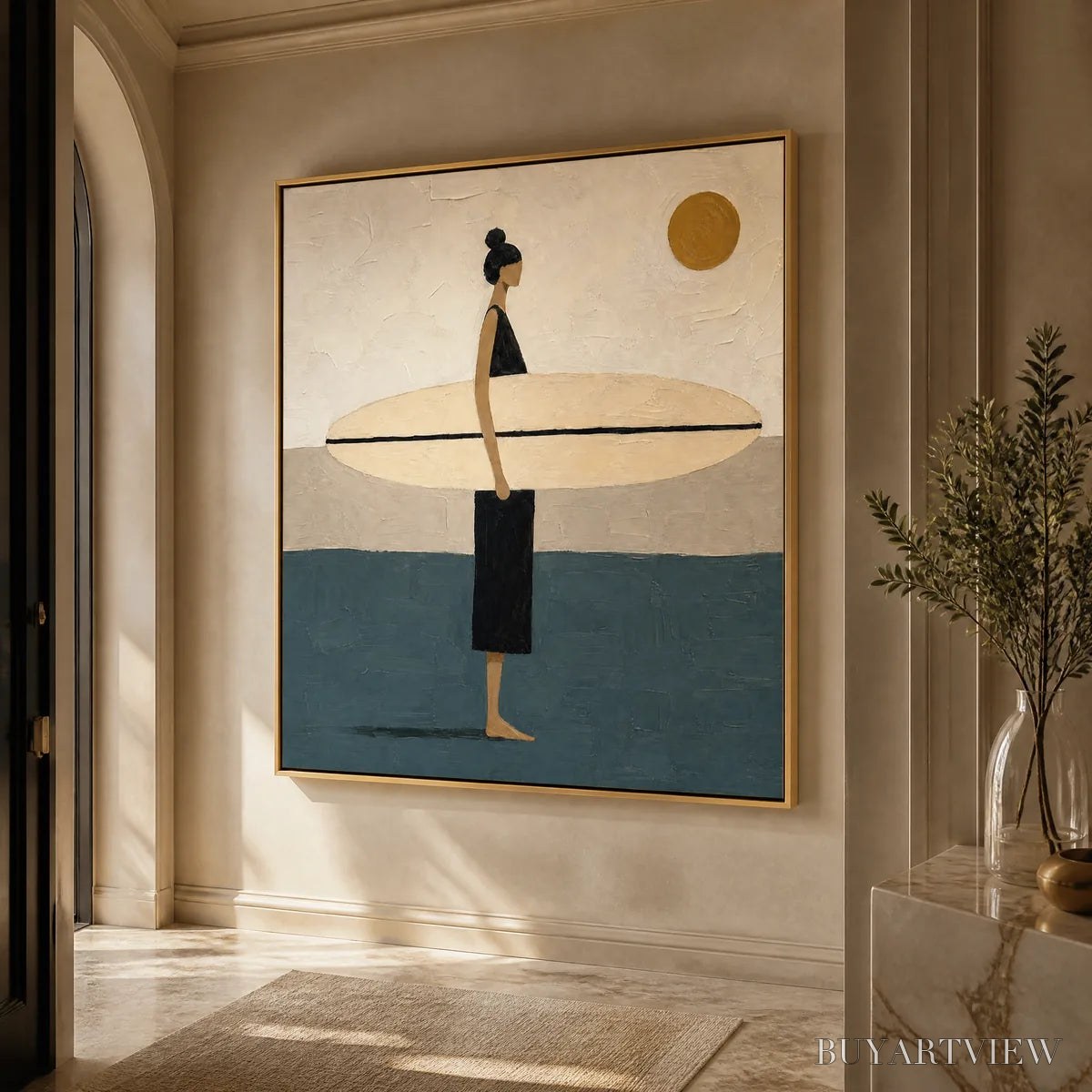 BUYARTVIEW Quiet Shore – Minimalist Surfer - image 5