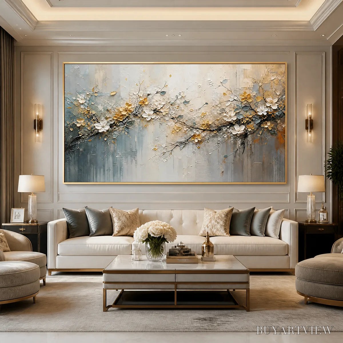BUYARTVIEW Golden Branch – Soft Gold Floral Branch Art - image 5