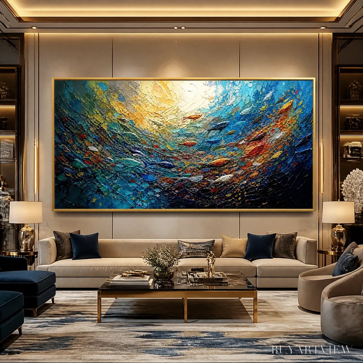 BUYARTVIEW Deep Tide – Deep Blue Abstract Ocean Painting - image 5