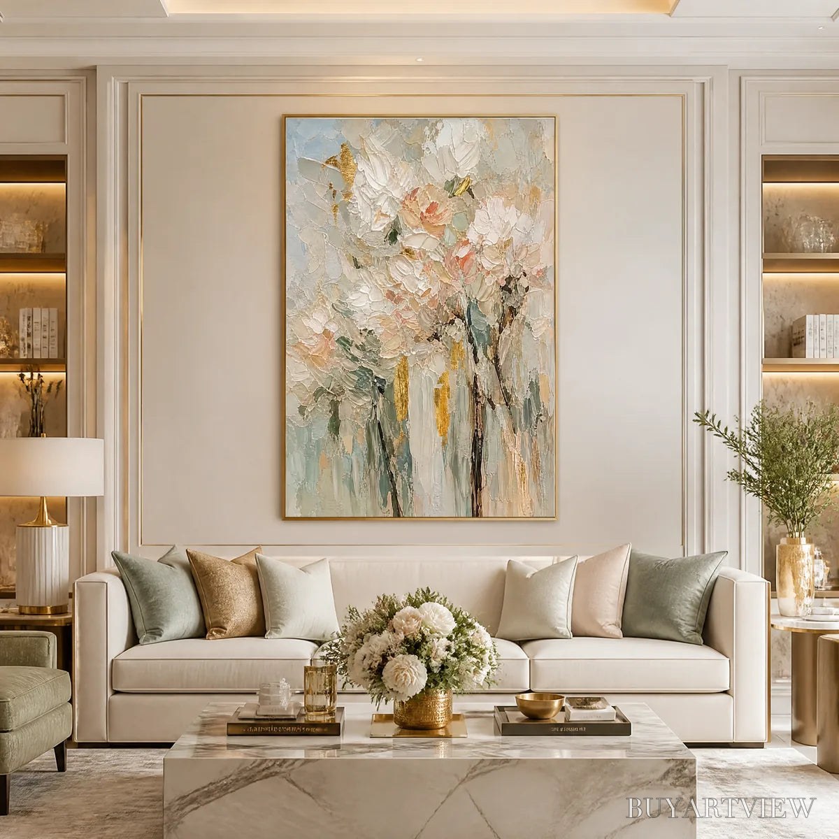 BUYARTVIEW Blush Garden – Pastel Floral Bouquet Painting - image 5