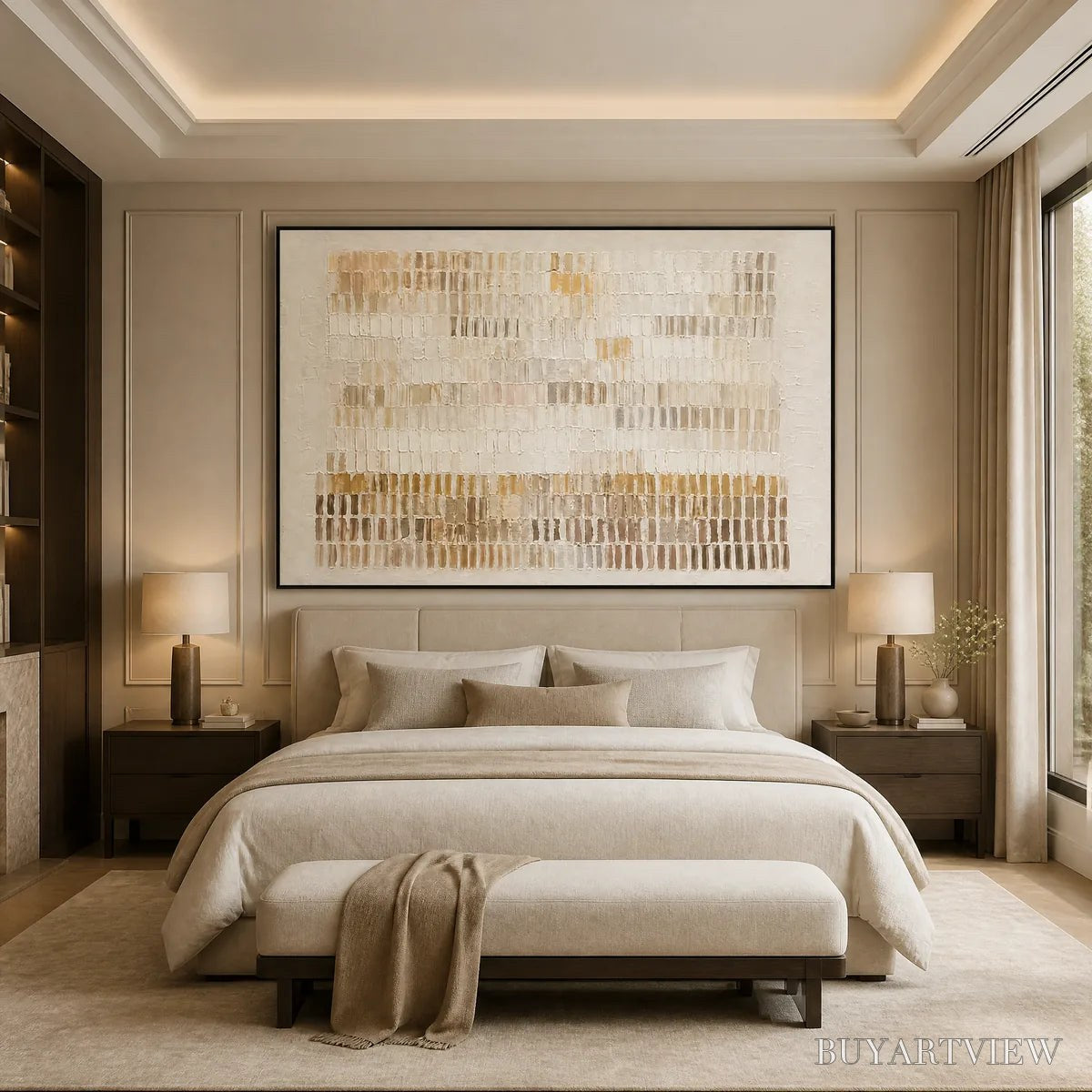 BUYARTVIEW Sandline Horizon – Beige Linear Texture Horizontal Abstract - image 5